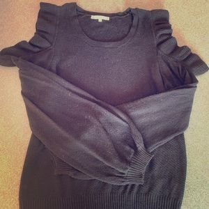Willow and Clay cold shoulder ruffle sweater